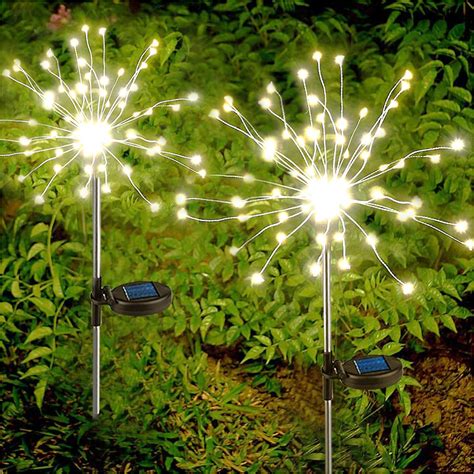 Anordsem 2 Pack Solar Firework Lights For Outdoor Garden Decorative