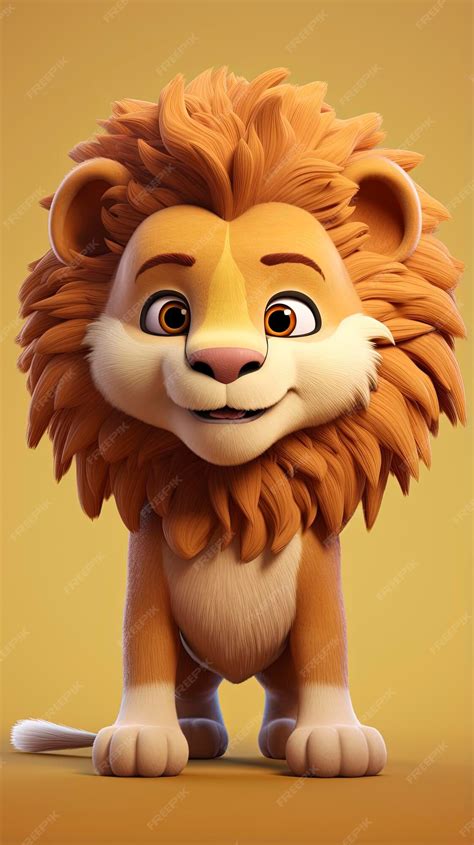 Premium Photo Cute Lion Character Full Body 3d Render Isolated One