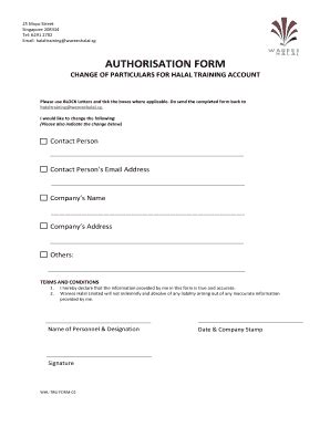 Fillable Online Authorisation Form Change Of Particulars For Training