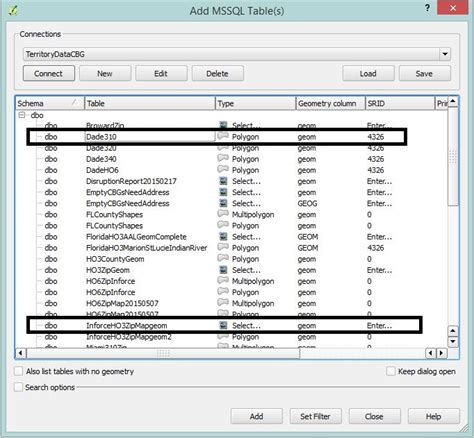 Data Can T Import Certain Tables From Sql Server To Qgis Geographic