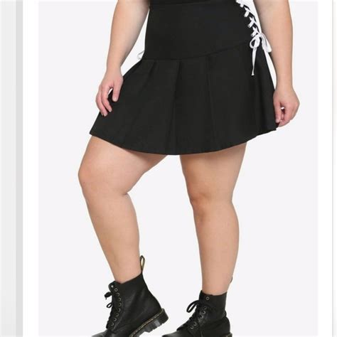 Hot Topic Skirts Hot Topic Black White Laceup Pleated Skirt Plus Size Poshmark