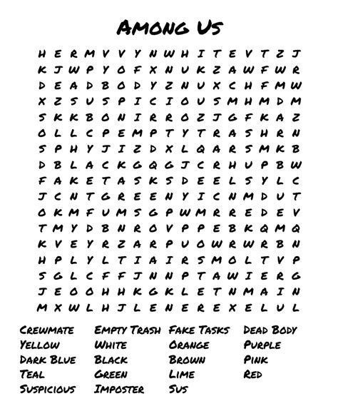 Among Us Word Search Among Us Word Search Wordmint Word Search The