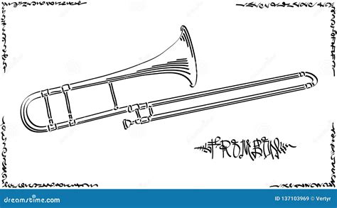 Vector Abstract Illustration Drawing of Trombone Stock Vector ...