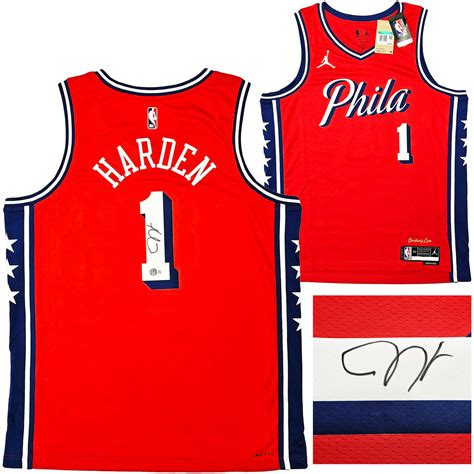 Philadelphia 76ers James Harden Autographed Red Nike Swingman Statement ...