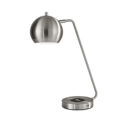 Adesso Emerson In Brushed Steel Led Desk Lamp With Qi Wireless