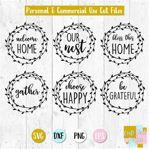 Wreath Bundle Svg Welcome Home Svg Choose Happy Svg Gather - Etsy