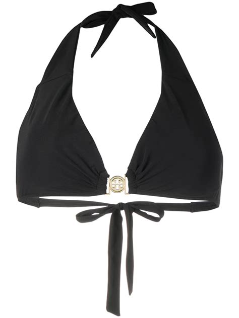 Tory Burch Logo Plaque Bikini Top In Black WHATS ON THE STAR