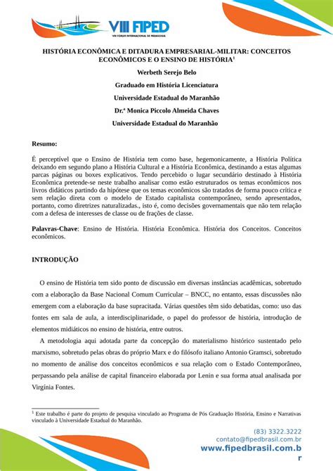 PDF HISTÓRIA ECONÔMICA E DITADURA EMPRESARIAL MILITAR