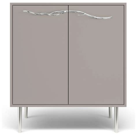 Комод с 2 дверцами на буковых ножках матовый, серый агат, серебро "Арт ...