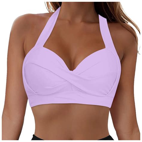 Wamacs Women Bikini Top Only Push Up Large Bust Sexy Swimsuit Top Twist Front Bathing In Bra