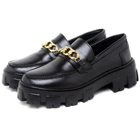 Sapato Feminino Mocassim Okford Dubuy Fg Preto Compre Agora