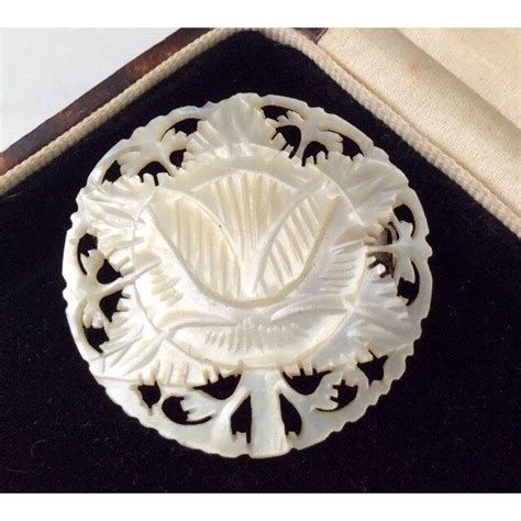 Mother Of Pearl Brooch Carved Brooch Bethlehem Brooch Vintage Pin