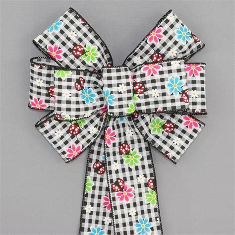 Ladybug Daisy Gingham Spring Wreath Bow Package Perfect Bows