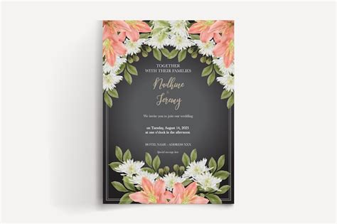 Premium Vector | Bridal shower floral invitation template