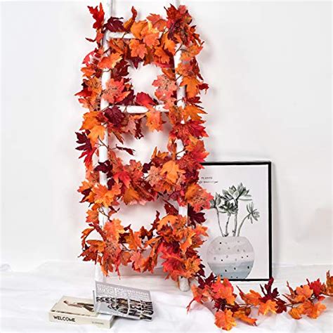 Dearhouse 2 Pack Fall Garland Maple Leaf Hanging Vine Garland Artificial Autumn Foliage Garland