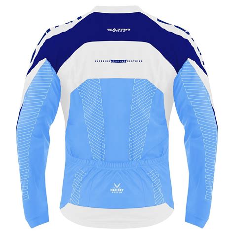 Camisa Ultra Bikes Ciclismo Max Dry Manga Longa Azul Branco Tam M