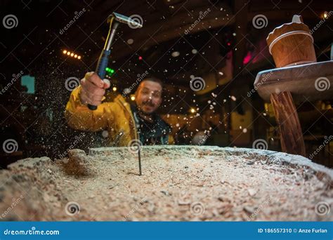 Austrian Drinking Game Of Nageln Stump Stock Photo Image Of Games