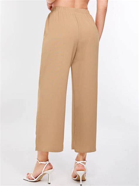 Evolushein Pantalones De Pierna Ancha Recortado Moda De Mujer Shein