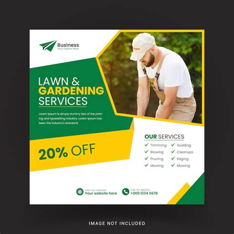 Premium Vector Lawn Gardening Services Social Media Post Banner Template