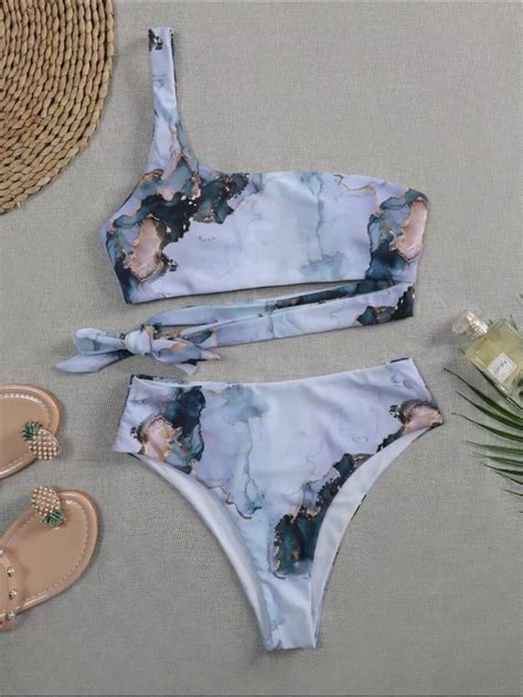 Marble Bikini Set Marble Swimsuit Bikini Set With Cover Up Etsy