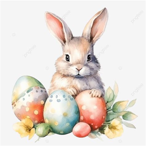 Happy Easter Watercolor Clipart Rabbit And Egg Rabbit Clipart Easter