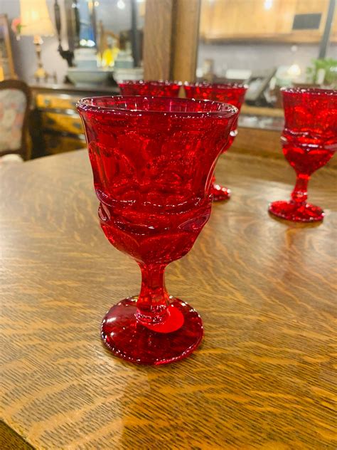 Red Noritake Dessert Wine Glasses Set Of 5 Etsy