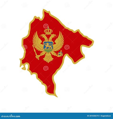 Montenegro Map Silhouette With Flag Isolated On White Background Stock