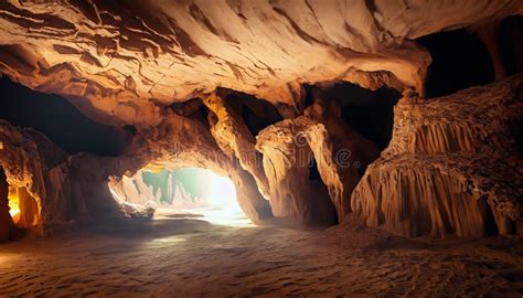 View of a rocky cave stock illustration. Illustration of mountain - 300468068