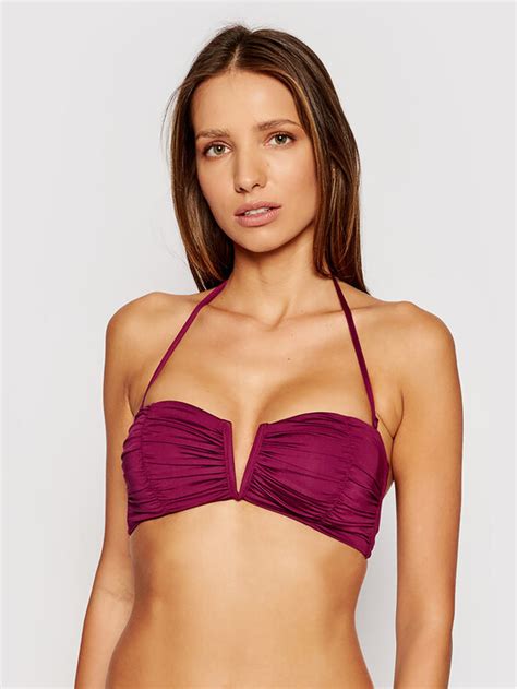 Seafolly Góra od bikini Ruched Bandeau 31015 065 Fioletowy Modivo pl