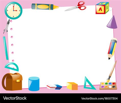 Border Template With Educational Items Royalty Free Vector