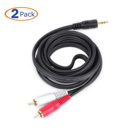 Conwork 2 Pack Gold Plated 3 5mm Stereo Male To Two RCA Male Splitter