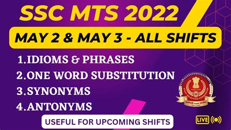 SSC MTS 2022 Pakka Revision May 2 3 All Shift Questions I English