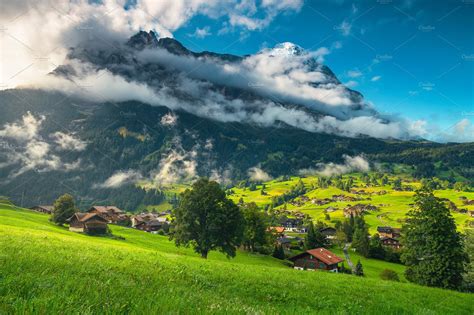 Grindelwald village in Switzerland | Nature Stock Photos ~ Creative Market