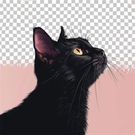 Um Desenho De Um Gato Preto Olhos Amarelos PSD Premium