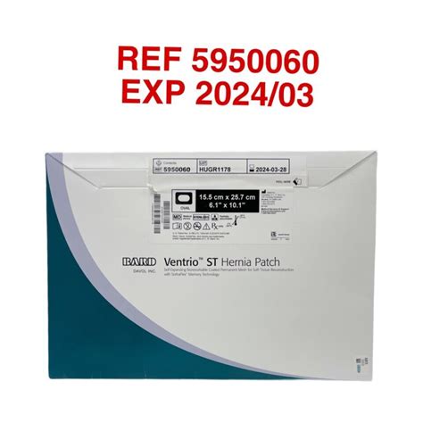 New Bard Ref 5950060 Ventrio St Hernia Patch 155 Cm X 257 Cm Exp