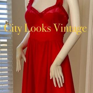 VINTAGE Lingerie Vintage Lingerie Slip Dress Scalloped Demi Bust Detail Red Color Etsy