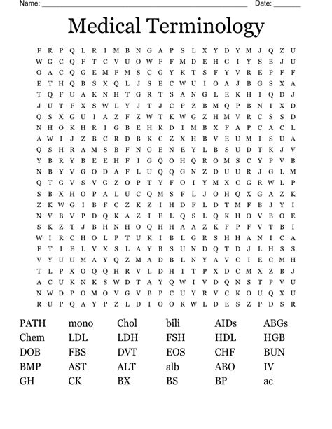 Medical Terminology Word Search Wordmint