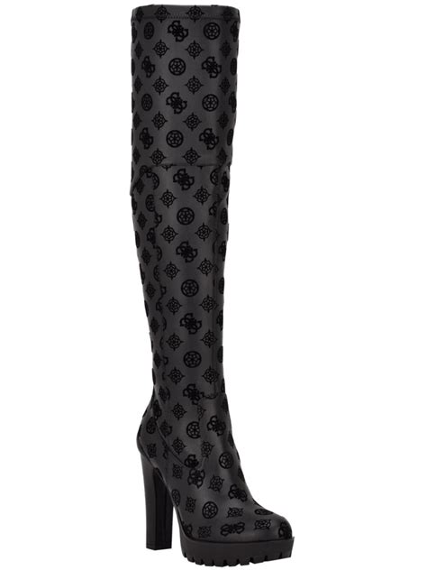 Guess Womens Taylin Faux Leather Lugged Sole Thigh High Boots Walmart