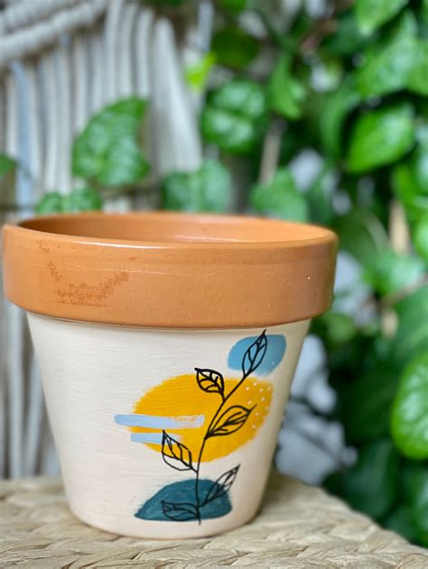 Hand Painted Plant Pots Boho Range Etsy