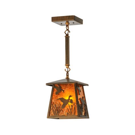 Meyda Custom 144173 Ducks In Flight Rustic Antique Copper Hanging Light