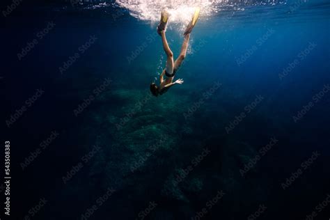 Side View Full Body Of Unrecognizable Shirtless Male Swimmer In