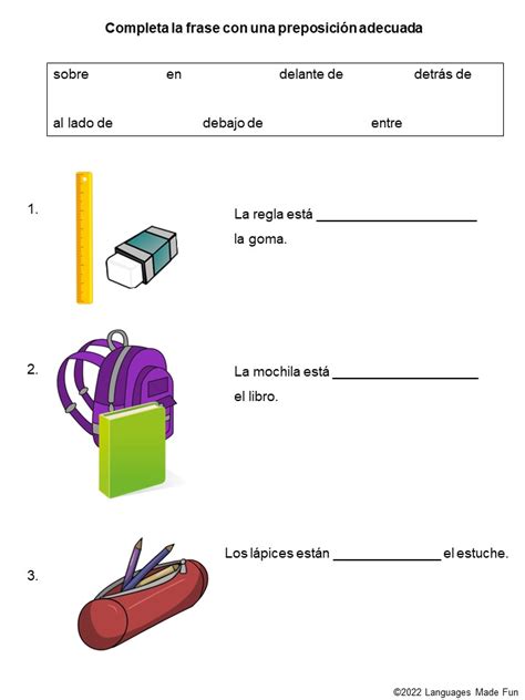 Spanish Classroom Objects Worksheets Los Objetos De La Clase Made