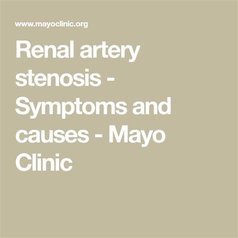 Renal Artery Stenosis Symptoms And Causes Stenosis Renal Arteries