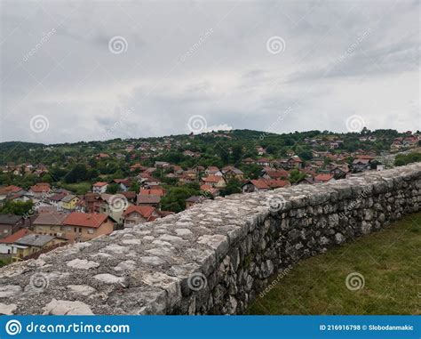 Aerial View Of Doboj Hilly Suburbs From Medieval Fortress Gradina