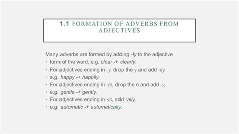 Formation of adverbs from adjectives and intensifiers | PPT