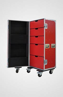 Drawer Universal Production Flight Case In Red Nsp Cases