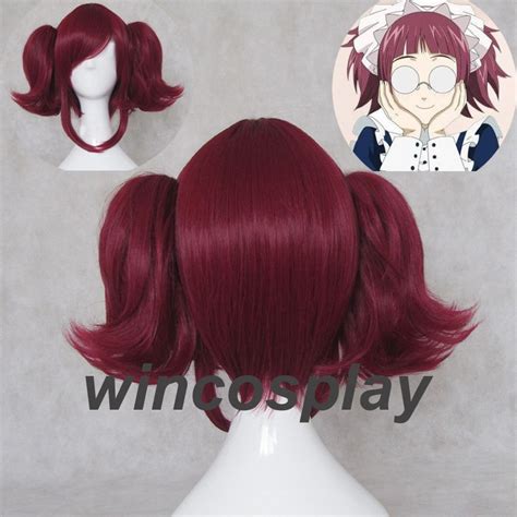 Black Butler Maylene Short Dark Magenta Anime Cosplay Hair Wig Mey Rin Cosplay Wig