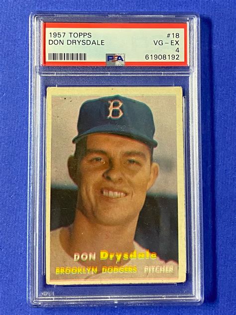 1957 Topps Don Drysdale 18 PSA 4 VG EX ROOKIE CARD EBay