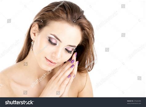 Attractive Naked Girl Closed Eyes Stock Photo 27626494 Shutterstock