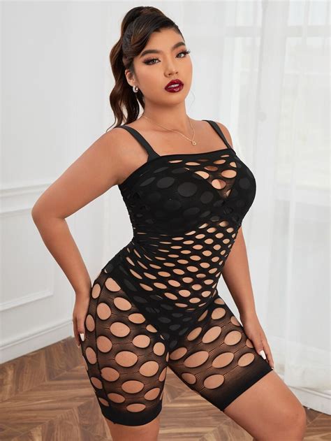 Classic Sexy Plus Hollow Out Fishnet Bodystocking Without Lingerie Set